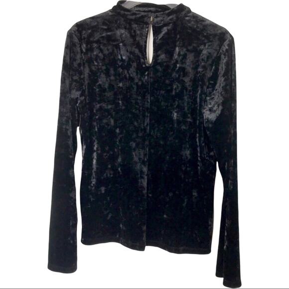 Sanctuary NWT Black Velvet Long-Sleeve Round Neck Holiday Blouse - Picture 4 of 7